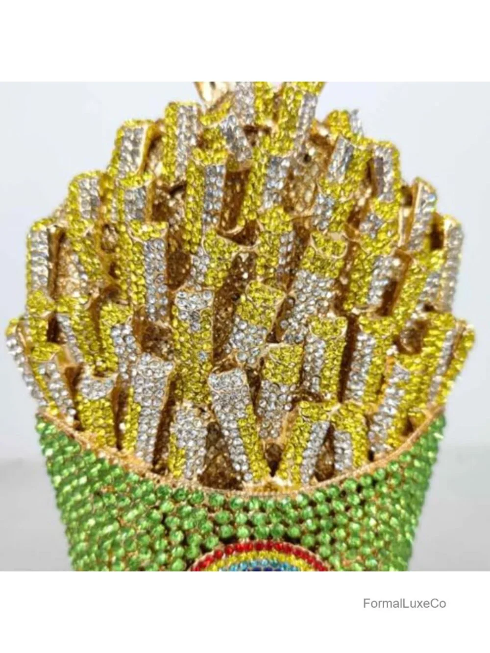 3D French Fries Chip Crystal Clutch Bag Rhinestone Evening Handbag